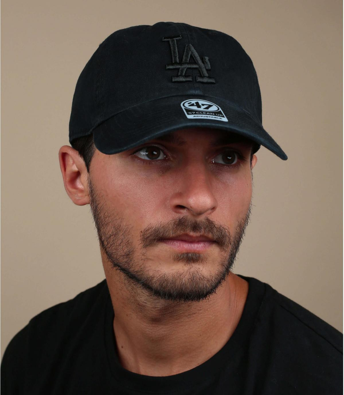 LA Baseball  Cap schwarz Clean Up LA all black